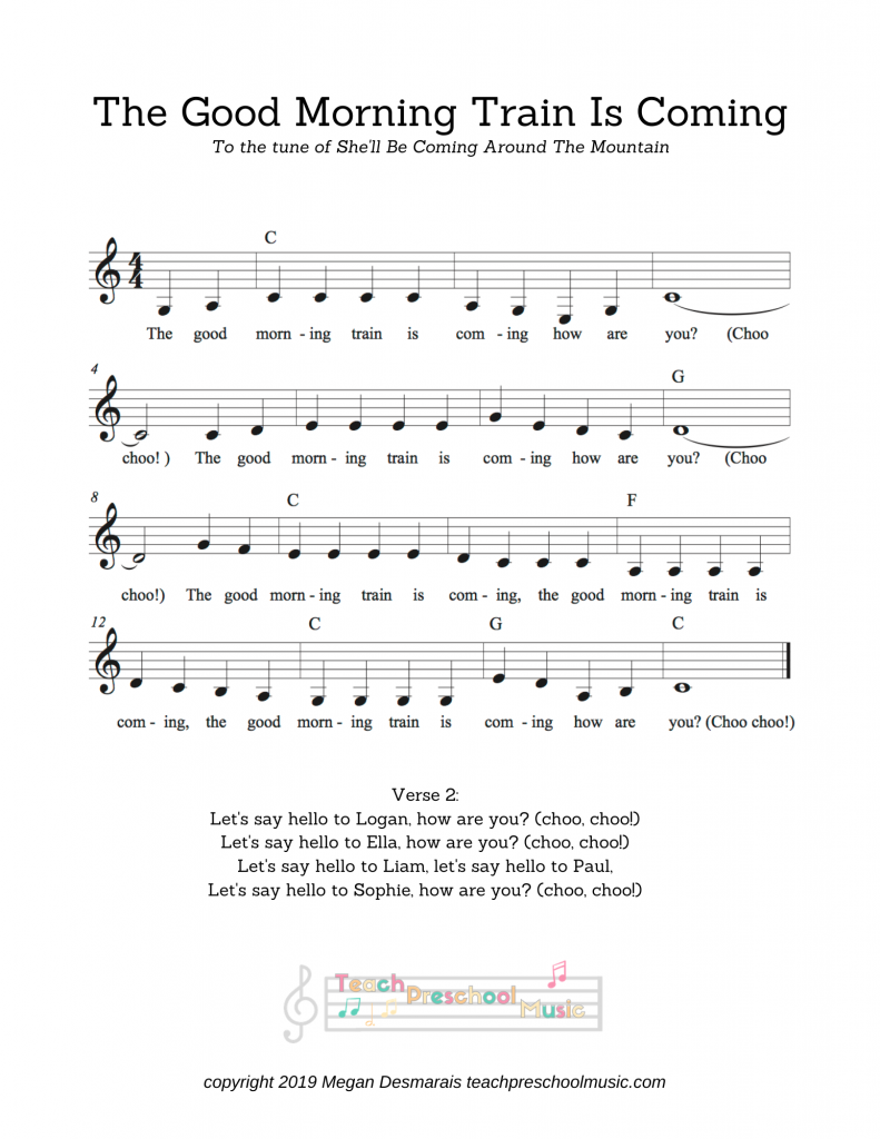 Hello Song: The Good Morning Train Is Coming (With Free Printable Sheet ...